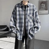 Riolio Spring Long Sleeved Shirt Men Fashion Retro Plaid Shirt Men Streetwear Loose Casual Shirt Mens Vintage Shirts Plus Size 5XL