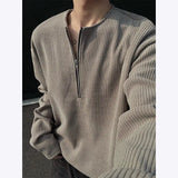 Riolio New Men Slim Fit Half Zip Solid Color Round Neck Long Sleeve Tshirt Spring Base shirt Casual Streetwear Hot Sale Trend T shirt
