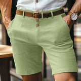 Riolio  Stylish Simplicity Summer Cotton Linen Shorts Men Fashion Triple Button Short Pants Male Streetwear Casual Beach Shorts