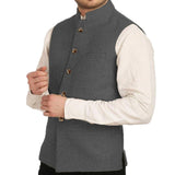 Riolio  Men Vest Silver Herringbone Solid Color Waistcoat For Wedding Business Banquet Work Formal Daily Casual Men Suit Vest