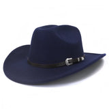 Riolio  Vintage Western Cowboy Hat with Black Belt Men's Felt Fedora Hat Women Jazz Cowgirl Cap Cloche Church Sombrero Hombre Caps
