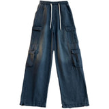 Riolio Fashionable Loose Straight Wide-leg Workwear Trendy Hip-hop Washing Jeans Spring Summer American Oversize Retro Trousers Chic