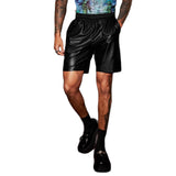 Riolio  Mens Motorcycle Biker Shorts Youth Pu Leather Pants Summer Streetwear Fashion Nightclub Unique Niche Men'S Clothing New