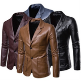 Riolio 2024 Men Slim Autumn New Causal Vintage Leather Jacket Coat Men Design Motorcycle Biker Zipper Pocket PU Leather Jacket Coat