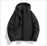 Riolio  Men's Windproof Hooded Jacket Solid Red Multi-Pocket Casual Outdoor Hiking Windbreaker Coat
