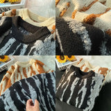 Riolio  Korean style autumn and winter new men and women trendy street style personalized round neck sweater couple hip-hop loose casual