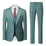 ( Jacket + Vest + Pants ) Solid Color Office Business Formal Men's Suit Three Piece Set Groom Wedding Dress Party Tailcoat