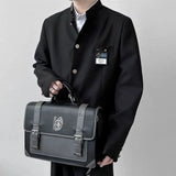 Riolio  Mens Japanese College Student Uniform Jacket New Spring College Style Trend School Uniform Stand Collar Suit Jacket Unisex