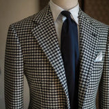 Riolio WELL DRESSED MEN Houndstooth Business Blazer for Men Plaid Notched Lapel Suit Jacket Formal Male Fashion Coat