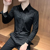 Riolio  Solid Color Men Shirt Long Sleeves New Fashion Lapel Button Cardigan