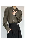 Riolio New Chinese Retro Design Niche Shirt Korean Style Fashion Trend Irregular High-end Shirt Neckline Chic Jacket Men Aesthetic
