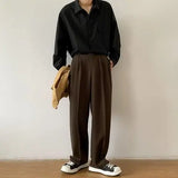 Riolio Casual Pants Men Simple Japanese Solid Loose Formal Baggy Streetwear Leisure All-match Office Clothing Fashion Trousers Classic