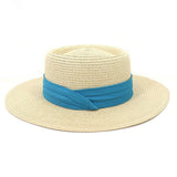 Riolio  Flat Concave Top Paper Straw Hat Spring Summer Women Men Wide Brim Beach Sun Hat Boater Style Fedora Party Cap Sombrero Hombre