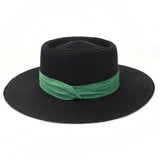 Riolio  Flat Concave Top Paper Straw Hat Spring Summer Women Men Wide Brim Beach Sun Hat Boater Style Fedora Party Cap Sombrero Hombre