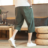 Riolio   Summer Men's Chinese Style Linen Casual Pants Cotton and Linen Crop Pants Loose Seven-minute