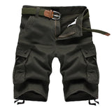 Riolio  Summer Cotton Cargo Shorts Men Multi Pocket Solid Color Mens Casual Shorts Fashion Military Knee Length Short Pants No Belt