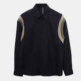 Riolio  Design Sense Unique Patchwork Black Long Sleeve Trendy Brand Loose American Stylish Men's Shirt Coat