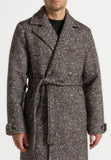 Riolio  Wool Blend Coat Men Over Jacket with Belt Herringbone Pattern Double Breasted Overcoat Plus Size Warm Formal Business Tailored
