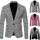 Riolio Men's 3D Sequin Suit Printed Pocket Lapel Button Up Suit Suit Style Four Wedding Suits