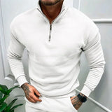 Riolio Autumn Thick Warm Knitted Sweaters Comfy Clothing Half Zip Fleece Winter Coat Solid Long Sleeve Turtleneck Shirts Pullover Men