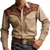 Riolio  Men's Western Style Floral Print Shirt Long Sleeve Button Cowboy Shirt with Chest Pockets
