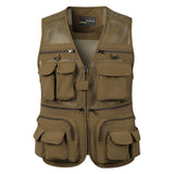 Riolio  Men's Vest Tactical Webbed Gear Coat Summer Photographer Waistcoat Tool Many Pocket Mesh Work Sleeveless Jacket Male