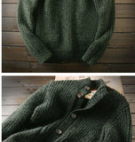 Riolio American High-end Knit Cardigan Men's Stand Collar Sweater Cardigan Korean 2025 New Spring Autumn New Sweater Button Jacket Chic