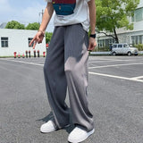 Riolio  Ice Silk Wide-leg Men Summer Thin Straight-leg Casual Loose Korean Style Trendy Versatile Trousers