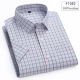Riolio  Hight qulity summer 100%cotton thin short sleeve shirts for men slim fit formal shirt soft designer tops korean popular clothes