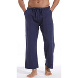 Riolio New Men's Casual Linen Pants Solid Color Breathable Yoga Cotton Trousers Male Casual Elastic Waist Drawstring Fitness Pants