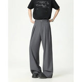 Riolio  Grey Black Suit Pants Men Fashion Society Mens Dress Pants Korean Loose Casual Straight Pants Mens Office Formal Trousers M-3XL