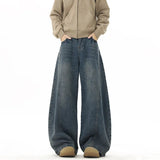 Riolio Wide Leg Jeans Men Denim Dark Blue Floor Sweeping Baggy Trousers Street Dance Hip Hop Unisex Urban Fashion Urban Streetwear
