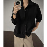 Riolio  Shirt men Korean Style Loose Fit Square Neck Plain Color Long Sleeve Shirt Man Autumn New Trendy Youth Dance Shirts Oversized