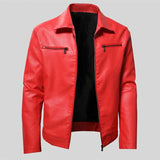 Riolio Men Quality Casual PU Leather Coat.Red Slim Rider Style Leather Jacket Popular Young Leather Jackets