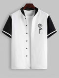 Riolio Tracksuit Suits for Men Rose Embroidered Short Sleeves Baseball Shirt with Shorts Set Streetwear Two Pieces Set Z5090448