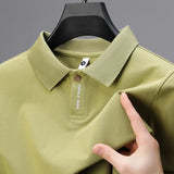 Riolio Lightweight Polo Shirt Short Sleeve Tshirts for Men Casual Streetwear Lapel Button Jogging Tops Summer Men's Solid Color Shirts