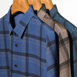 Riolio  Men's Short Sleeved Shirt Summer Plaid Middle aged Business Casual Thin Top