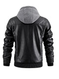 Riolio Hooded Windproof Leather Jackets Male Street Moto Style Leather Jackets New High Quality Blazers Men's Casual PU Leather Jacket