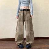 Riolio  Baggy Jeans Men Distressed Wash Cargo Trousers Streetwear Wide Leg Drop Croch Hip Hop Joggers with Big Pockets for Teen Boys