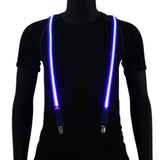 Riolio  LED Suspender Light Up LED Bow Tie Illuminated Belt Clips-on Braces Vintage Novelty Elastic Adjustable Suspender For Club Patry