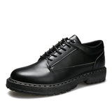 Riolio  Men Footwear Soft Cowhide Casual Flat Brand Pure Black Casual Shoes Mens Oxford Shoes for Men