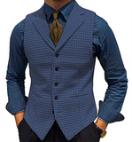 Riolio Multicolor Houndstooth Pattern Men's Suit Vest Waistcoat Wedding Clothing Tailored Party Wear Business Casual Dress V-Neck Top