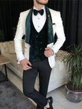 Riolio  High Quality Velvet Collar Suit Set 3 Pieces,Stylish Regular Fit Men's Suits, Shawl Lapel Tuxedo For Men Prom Wear