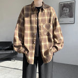 Riolio Spring Long Sleeved Shirt Men Fashion Retro Plaid Shirt Men Streetwear Loose Casual Shirt Mens Vintage Shirts Plus Size 5XL