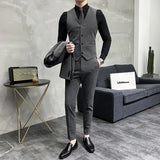 Riolio  ( Blazer + Vest + Pants ) Boutique Fashion Solid Color Men's Slim Casual Business Suit Three-piece Set Groom Wedding Dress Party