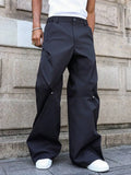 Riolio  Mens Casual Loose Wide Leg Pants Solid Color Fall Streetwear