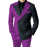 Riolio  Luxury Men's  Striped Suits Slim Fit Peak Lapel 2 Pieces Blazer and Pants Set for Wedding Prom  Evening Party