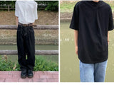 Riolio Minimalist Retro Top Chinese Stand Collar Irregular Splicing Niche T-shirt Round Neck Simple Solid Color Short Sleeves Tees Men
