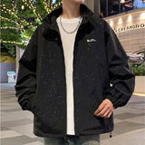 Riolio  Sparkling Men's Windbreaker Loose Reversible Track Jackets Men Vintage Varsity Jacket Retro Garment Spring Summer Men Clothing