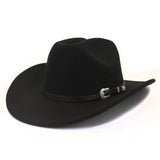 Riolio  Vintage Western Cowboy Hat with Black Belt Men's Felt Fedora Hat Women Jazz Cowgirl Cap Cloche Church Sombrero Hombre Caps